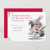 Carte de réponse Bat mitzvah Alice In Wonderland (Devant / Derrière)