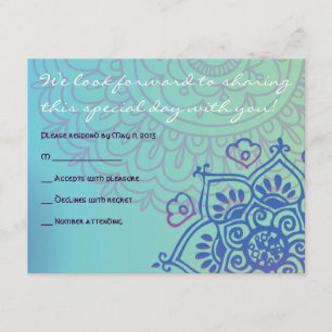 Carte de réponse Bat mitzvah Aqua HEMSA MAIN DE DI