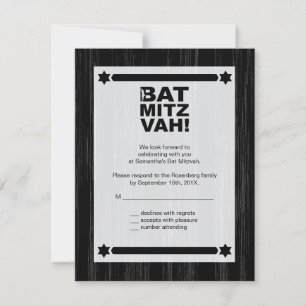 Carte de réponse Bat mitzvah de type important en