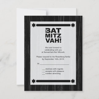 Carte de réponse Bat mitzvah de type important en
