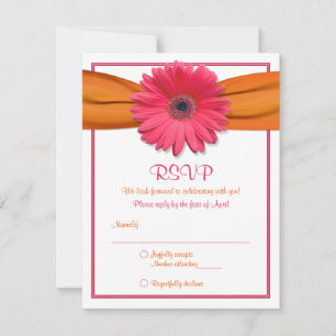 Carte de réponse Bat mitzvah rose Gerbera Orange R