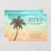 Carte de réponse Bat mitzvah Tropical Beach Palm T (Devant / Derrière)