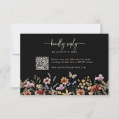 Carte de réponse Black Boho Wildflower (Devant)