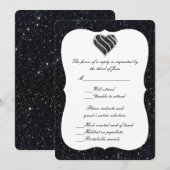 Carte de réponse Black Heart Parties scintillant n (Devant / Derrière)