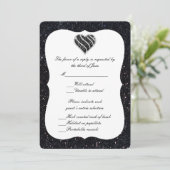 Carte de réponse Black Heart Parties scintillant n (Debout devant)