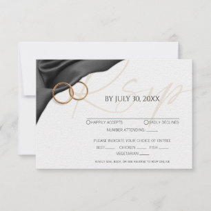 Carte de réponse Black Velvet avec anneaux de mari