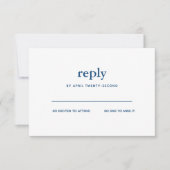 Carte de réponse blanche de Navy Blue Modern Bar M (Devant)