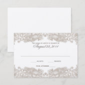 Carte de réponse blanche en dentelle florale victo (Devant / Derrière)
