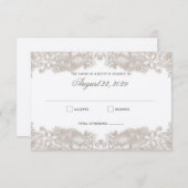 Carte de réponse blanche en dentelle florale victo (Devant / Derrière)
