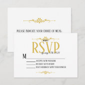 Carte de réponse blanche et or Belle et Élégante (Devant / Derrière)