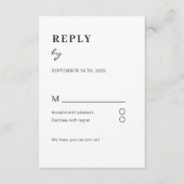 Carte de réponse blanche noire moderne simple (Devant)