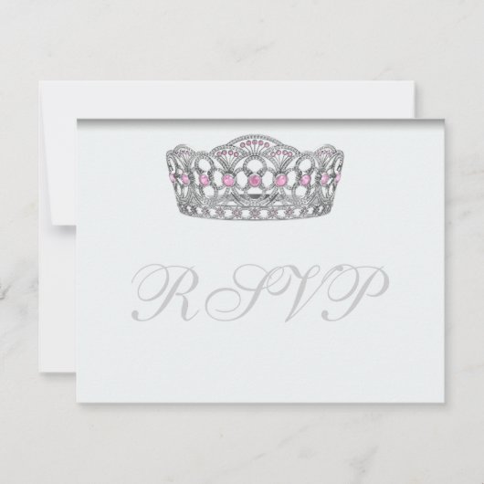 Carte de réponse blanche Princesse Tiara RSVP (Devant)