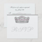 Carte de réponse blanche RSVP Princesse Tiara (Devant / Derrière)