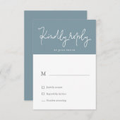 Carte de réponse Bleu ardoise pastel aéré RSVP (Devant / Derrière)