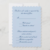 Carte de réponse bleue de robe de mariée élégante (Dos)