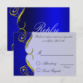 Carte de réponse bleue du trimestre Damask (Devant / Derrière)