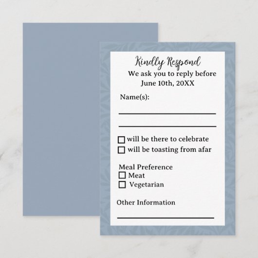 Carte de réponse bleue Dusty (Devant / Derrière)