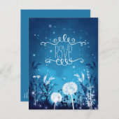 Carte de réponse bleue Enchanted Night Sky Stars & (Devant / Derrière)