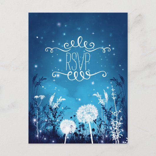 Carte de réponse bleue Enchanted Night Sky Stars & (Devant)