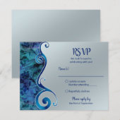 Carte de réponse bleue et argent personnalisable (Devant / Derrière)