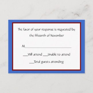 Carte de réponse bleue, rouge, blanche et tout usa
