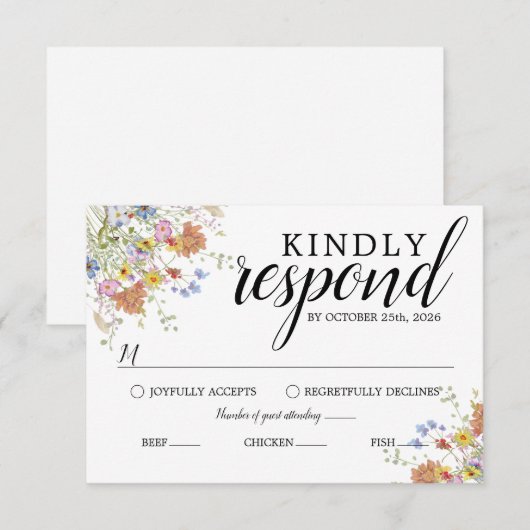 Carte de réponse Bloom & Bliss (Devant / Derrière)