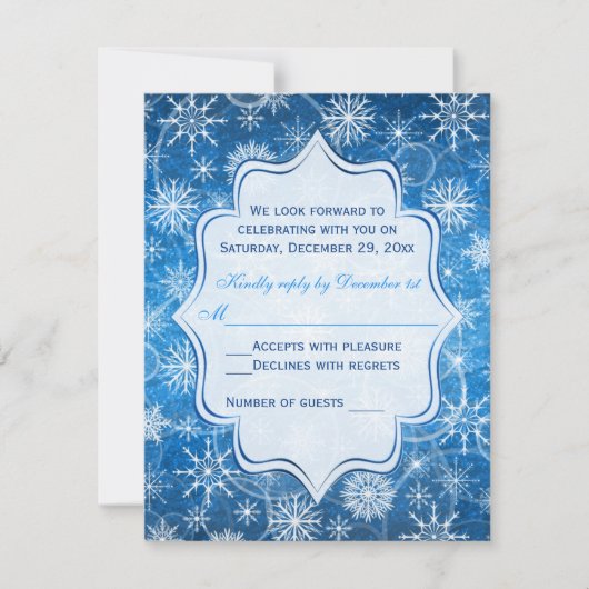 Carte de réponse Blue and White Snowflakes (Devant)