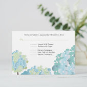 Carte de réponse Blue Hydrangea (Debout devant)