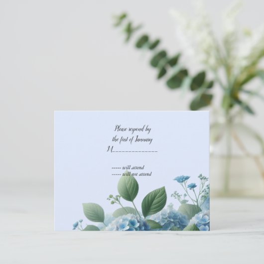 Carte de réponse Blue Hydrangea Flower (Debout devant)