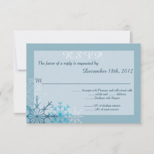 Carte de réponse Blue Snowflake Winter 3,5x5 R.S.V