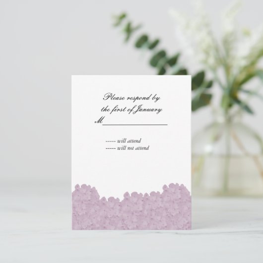 Carte de réponse Blush Pink Hydrangea (Debout devant)