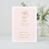 Carte de réponse Blush Pink Petals et Prosecco (Debout devant)