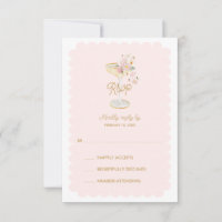 Carte de réponse Blush Pink Petals et Prosecco