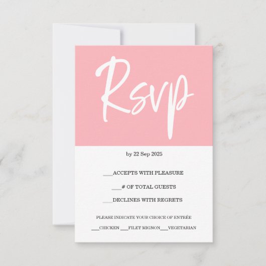 Carte de réponse Blush rose moderne RSVP (Devant)