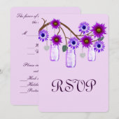 Carte de réponse Bocaux de Fleurs Violettes (Devant / Derrière)