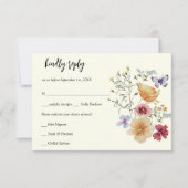 Carte de réponse bohème à fleur élégante (Devant)