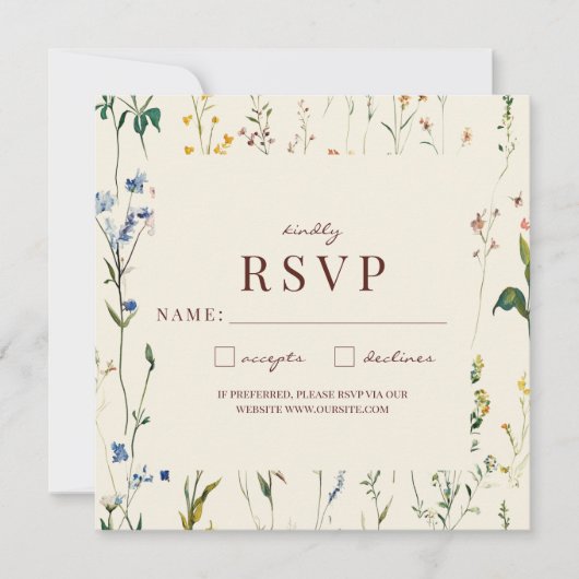Carte de réponse Boho Cream Wildflower (David & Ja (Devant)