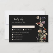 Carte de réponse Boho Fleur sauvage noire (Devant)