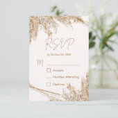 Carte de réponse Boho Pampas Grass | Beige Rose Ne (Debout devant)