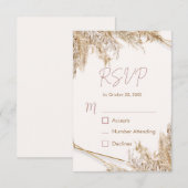 Carte de réponse Boho Pampas Grass | Beige Rose Ne (Devant / Derrière)