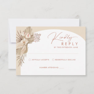 Carte de réponse Boho Pampas Grass RSVP