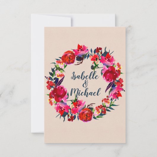 Carte de réponse Boho Red Floral RSVP (Dos)