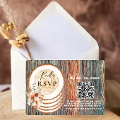 Carte de réponse Boho Rustique en tranche de bois