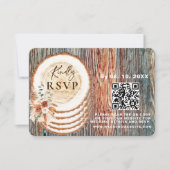 Carte de réponse Boho Rustique en tranche de bois (Devant)