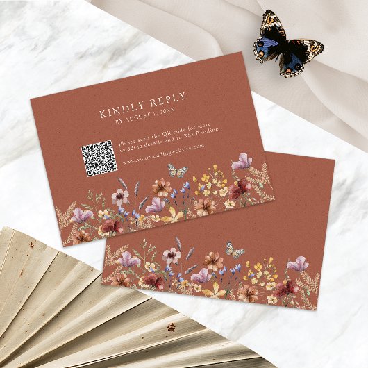 Carte de réponse Boho Terracotta Wildflower