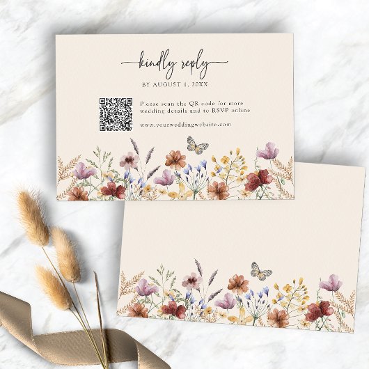 Carte de réponse Boho Wildflower