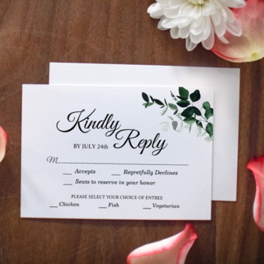 Carte de réponse botanique neutre avec choix de re