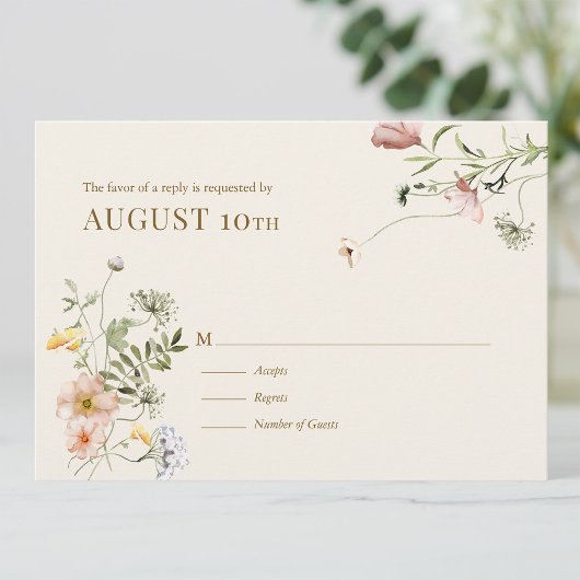 Carte de réponse botanique Wildflower Boho