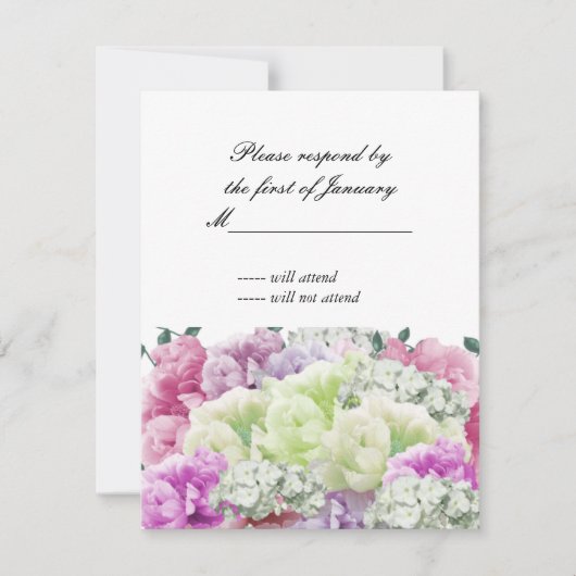 Carte de réponse Bouquet mixte de fleurs (Devant)