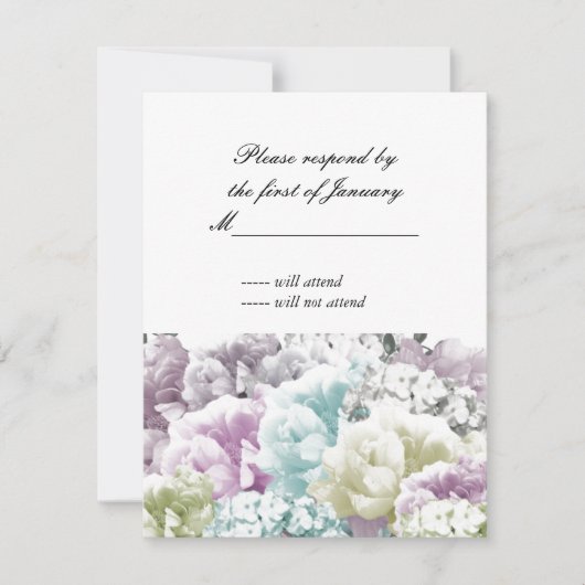 Carte de réponse Bouquet mixte pastel de fleurs (Devant)